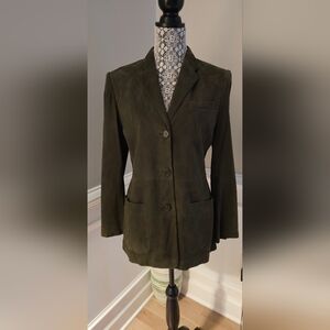 Lauren Ralph Lauren Deep Green Super Supple Suede/Leather Jacket Blazer